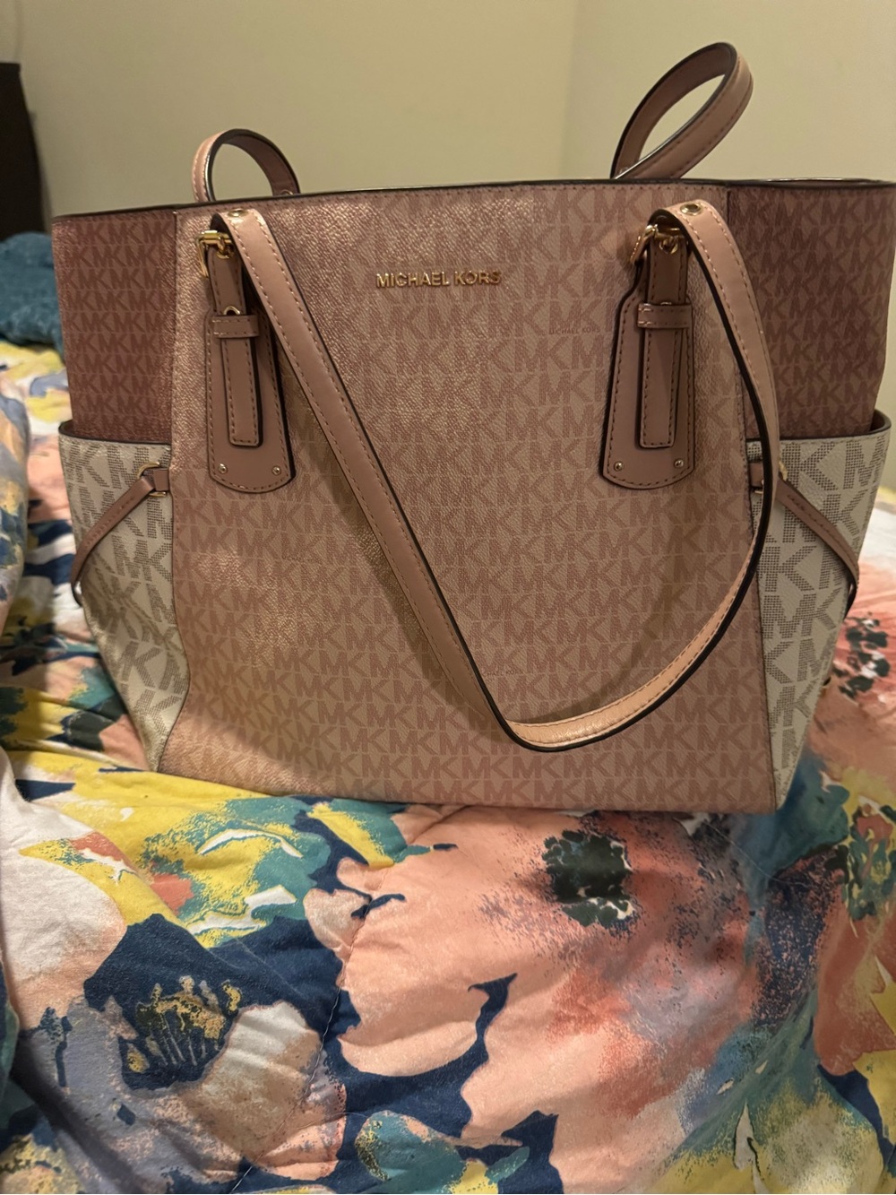 Michael Kors Blush Pink and Cream Signature Tote